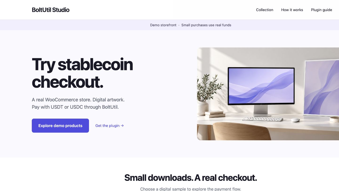 BoltUtil Studio public WooCommerce demo storefront