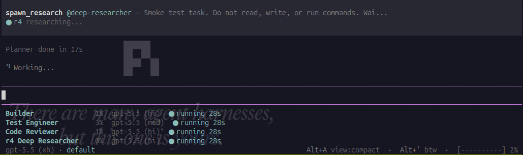 agent-hub compact view with the btw side-session
