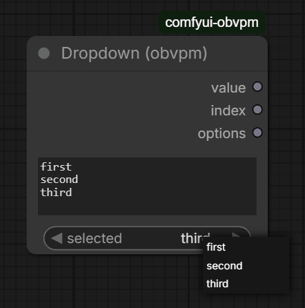 Dropdown node with user-defined choices