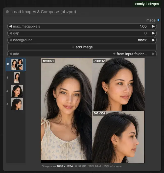 Load Images & Compose result with three packed crops
