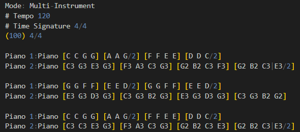 A Score for Fluent Synth in Text Format