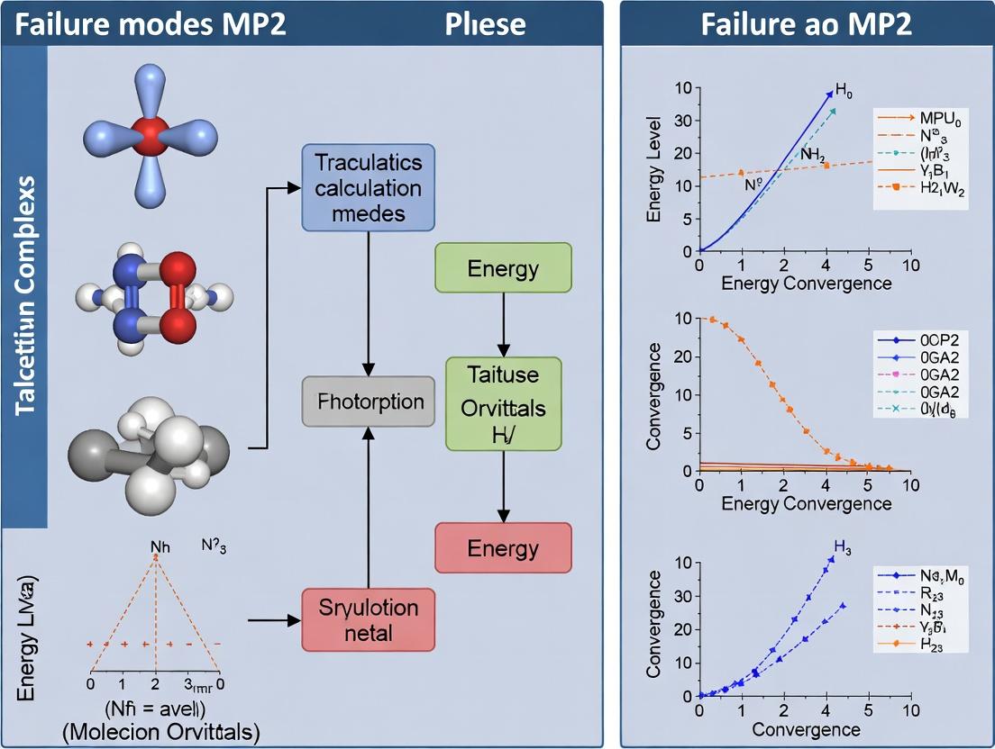 Understanding and Mitigating MP2 Failure Modes for Transition Metal Complexes in Computational Drug Discovery