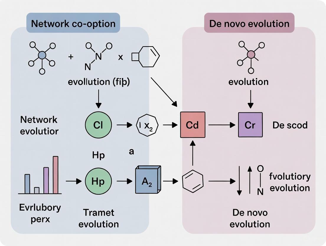 Network Co-option vs. De Novo Evolution: Mechanisms, Methodologies, and Biomedical Implications
