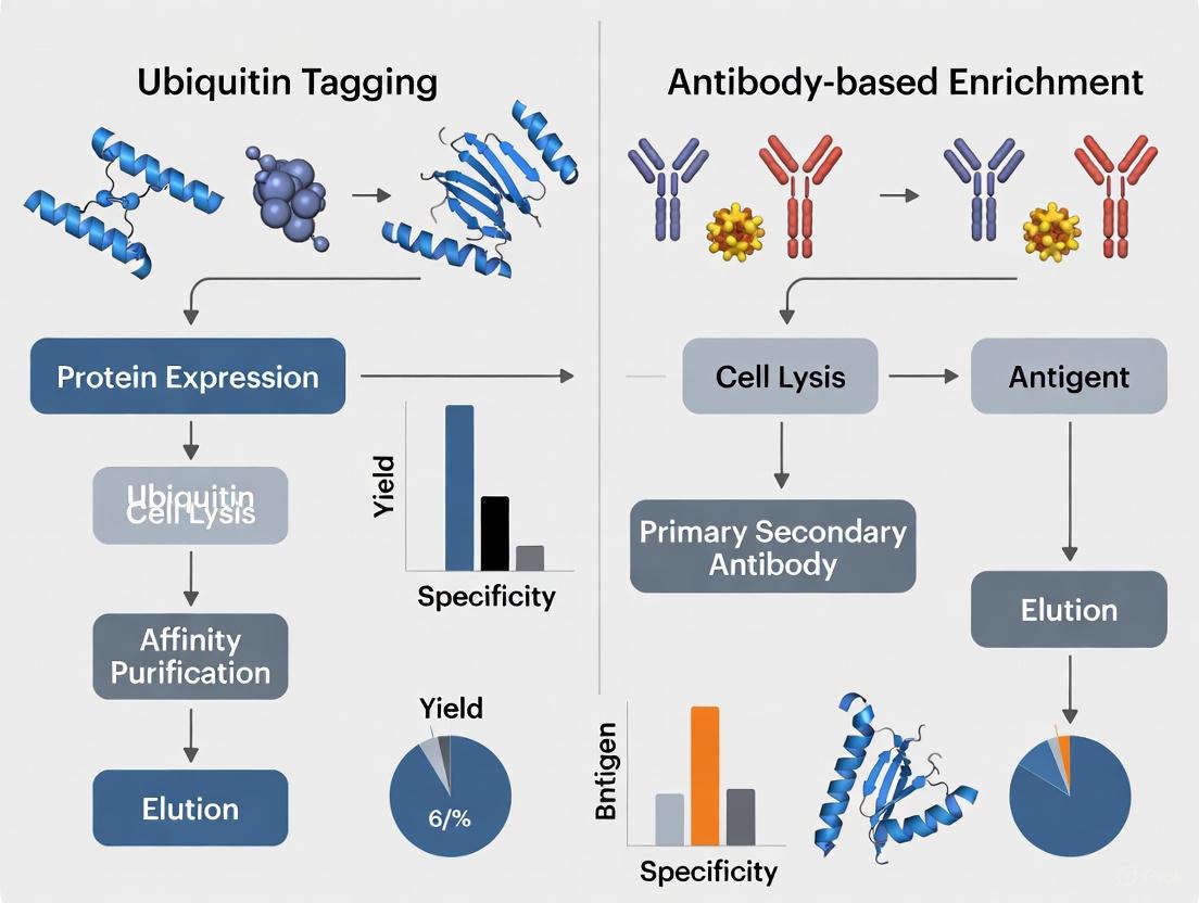 Ubiquitin Tagging vs. Antibody Enrichment: A Strategic Guide for Proteomics and Therapeutic Development