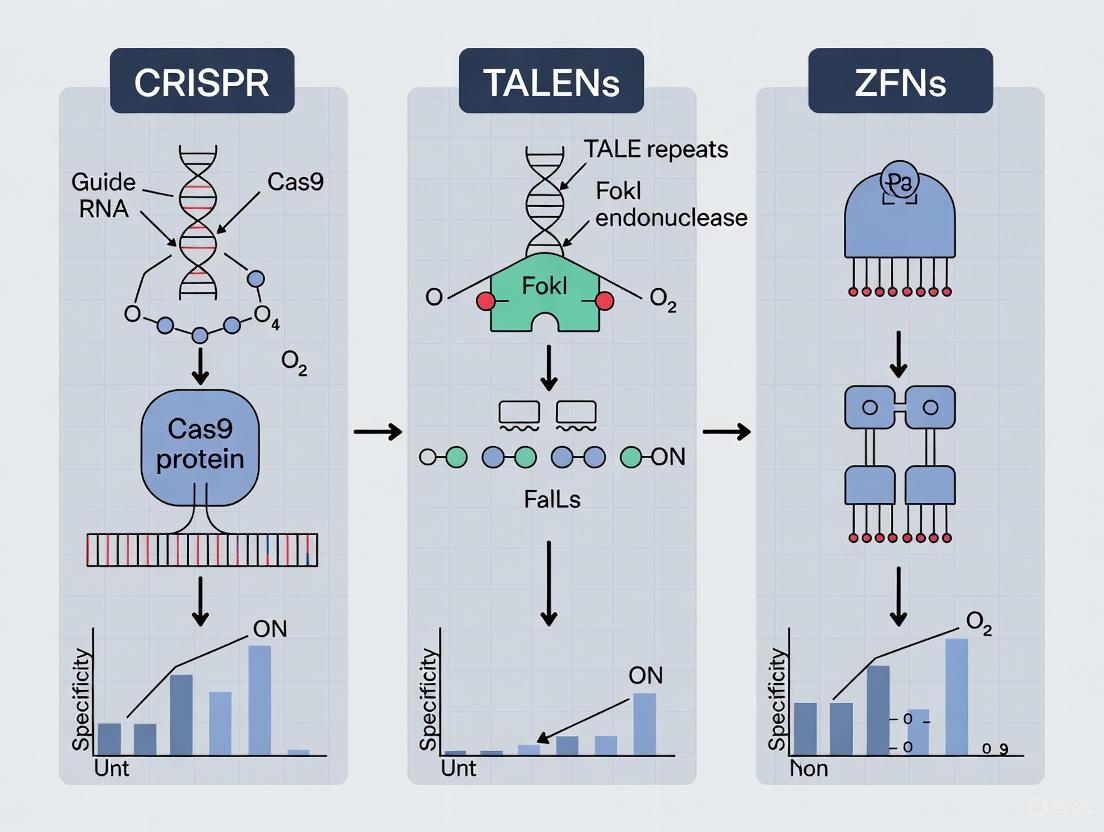 CRISPR vs. TALENs vs. ZFNs: A 2025 Specificity and Application Comparison for Researchers