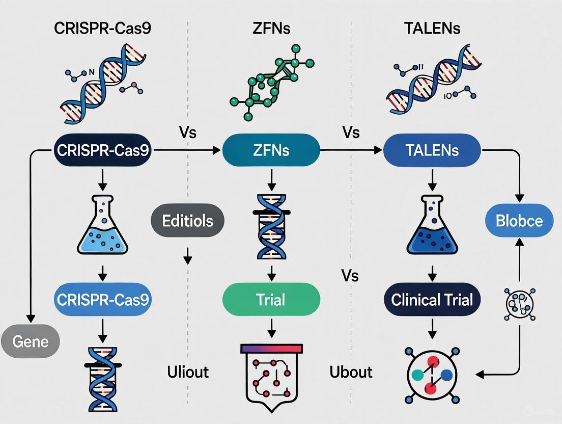 CRISPR-Cas9 vs. ZFNs and TALENs: A Comprehensive Analysis of Efficiency and Clinical Trial Applications