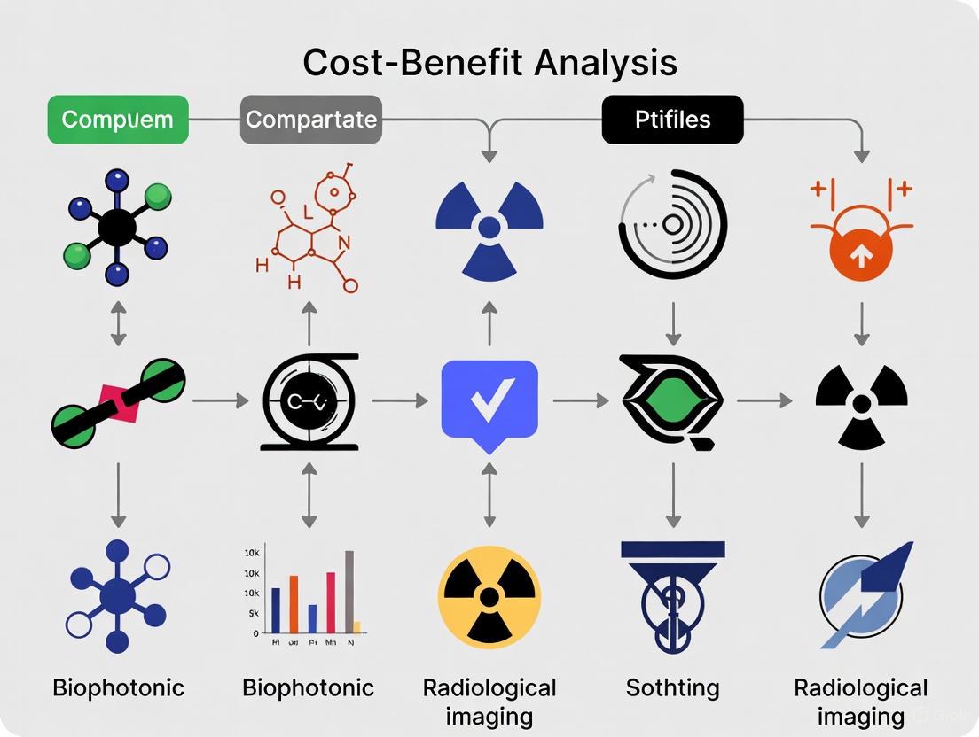Biophotonic vs. Radiological Imaging: A Strategic Cost-Benefit Analysis for Research and Drug Development