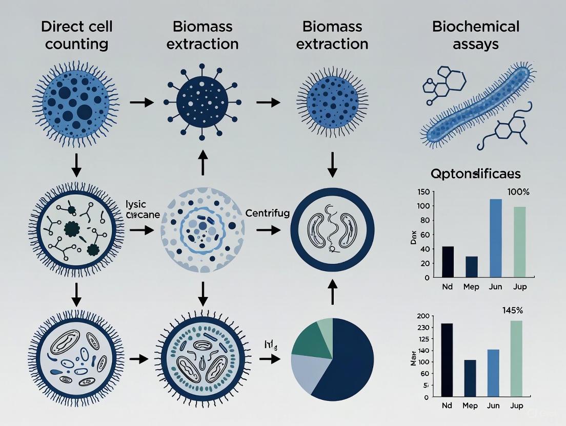 A Comprehensive Guide to Microbial Biomass Measurement Methods: From Foundational Principles to Advanced Applications in Research and Drug Development