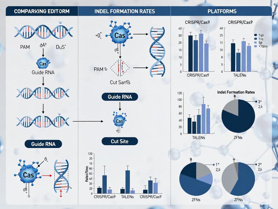 Indel Formation Rates in Gene Editing: A Comparative Analysis of CRISPR, TALEN, ZFN, and Prime Editing Platforms