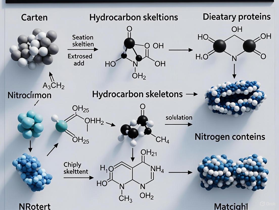 Nitrogen Content and Hydrocarbon Skeletons in Dietary Proteins: Analytical Methods and Metabolic Implications for Biomedical Research