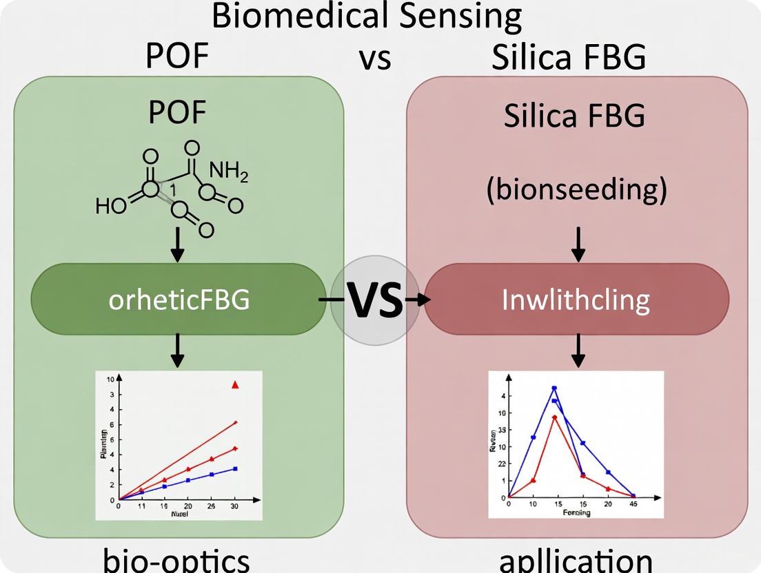 Polymer vs. Silica Fiber Bragg Gratings for Biomedical Sensing: A Comprehensive Comparison for Researchers