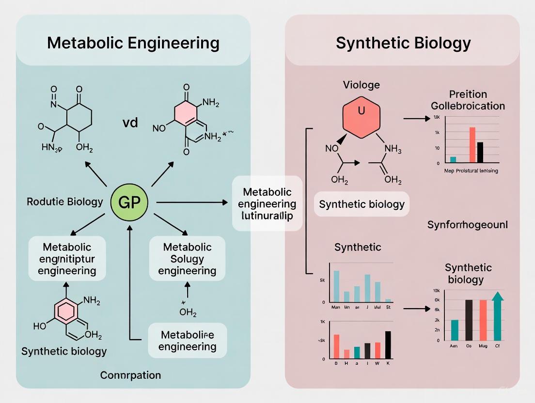 Metabolic Engineering vs Synthetic Biology: A Strategic Guide for Biomedical Researchers and Drug Developers
