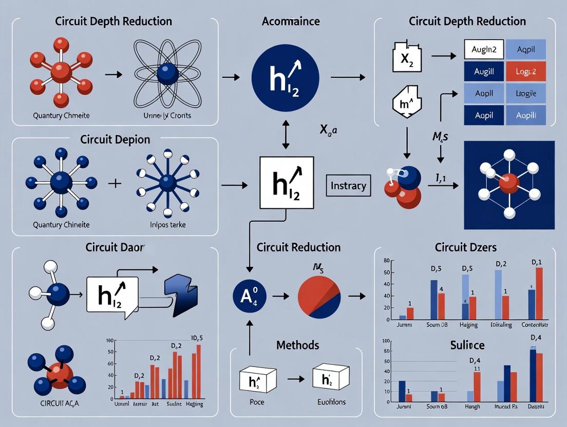 Beyond NISQ Limits: Advanced Circuit Depth Reduction Strategies for Quantum Chemistry and Drug Discovery