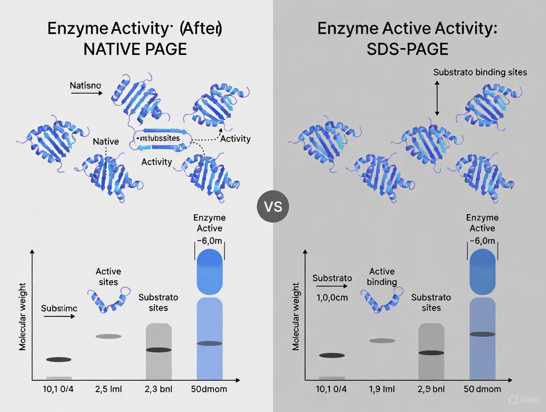 Native PAGE vs. SDS-PAGE: A Comparative Analysis of Enzyme Activity and Functional Recovery for Biomedical Research