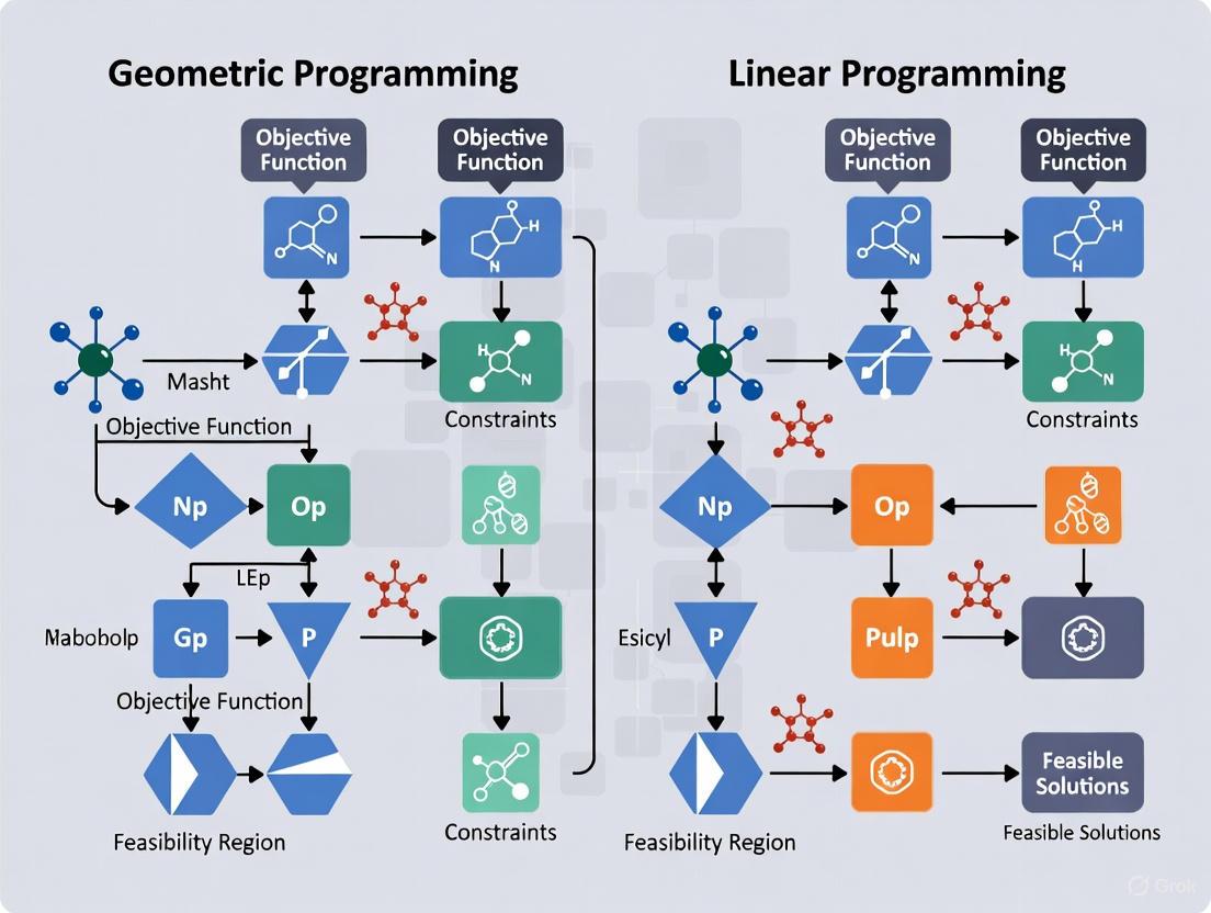 Geometric Programming vs. Linear Programming for Metabolic Optimization: A Strategic Guide for Biomedical Researchers