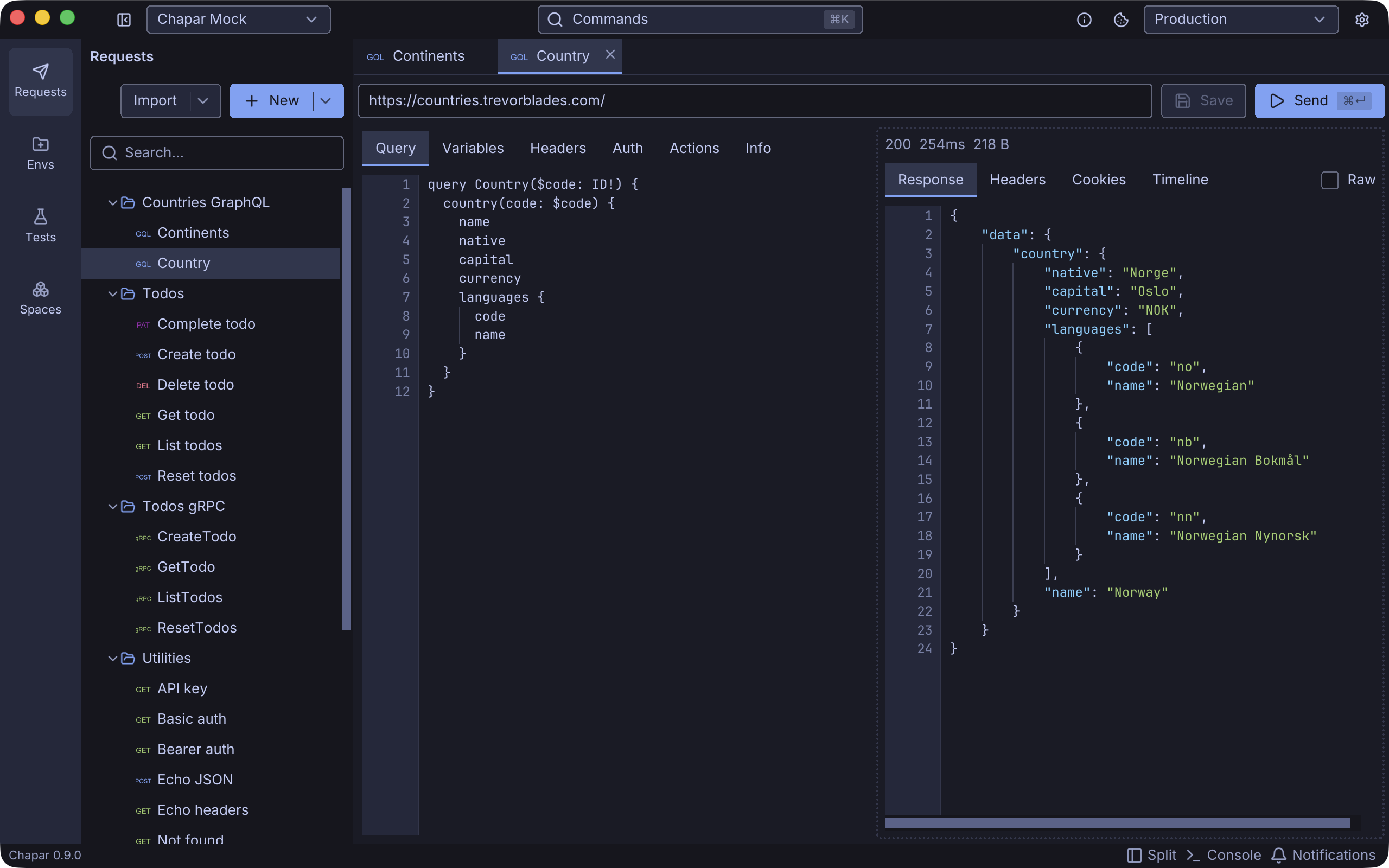 GraphQL request