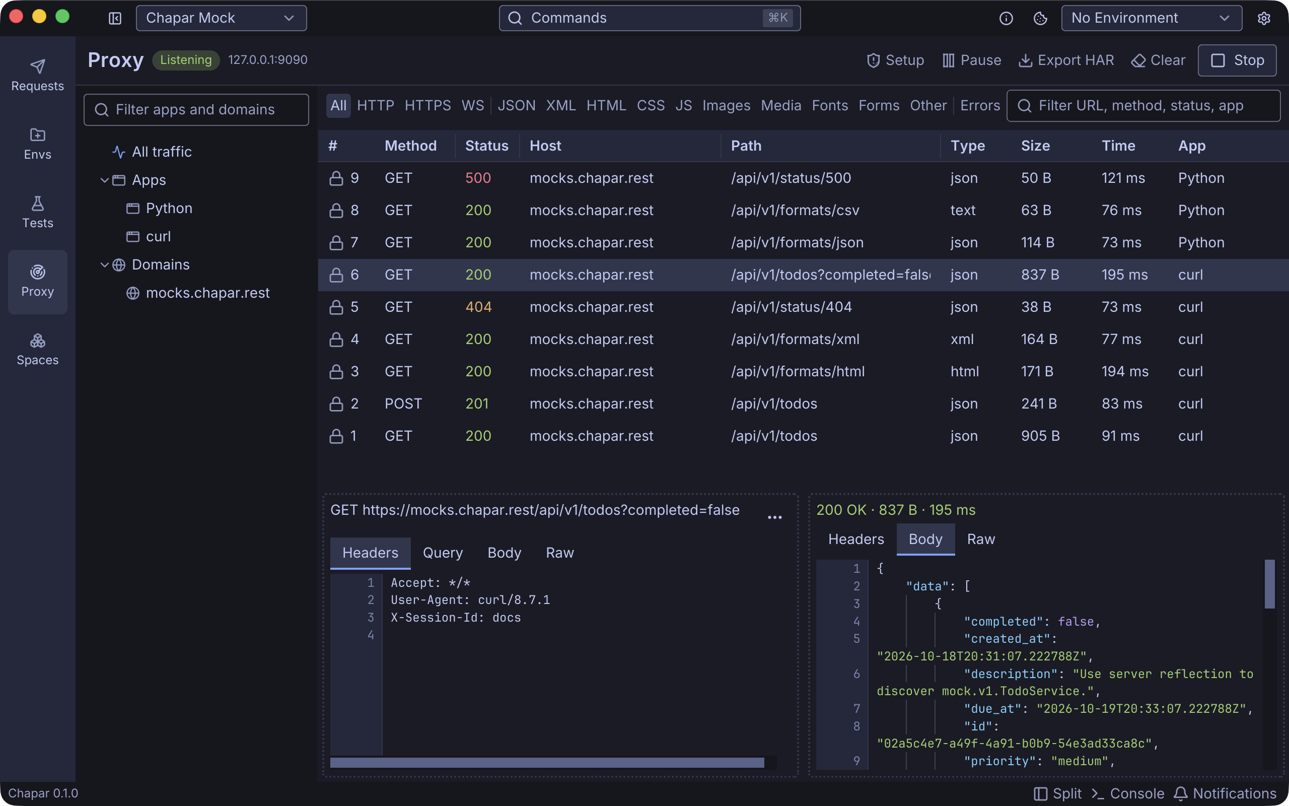 Proxy capturing HTTPS traffic
