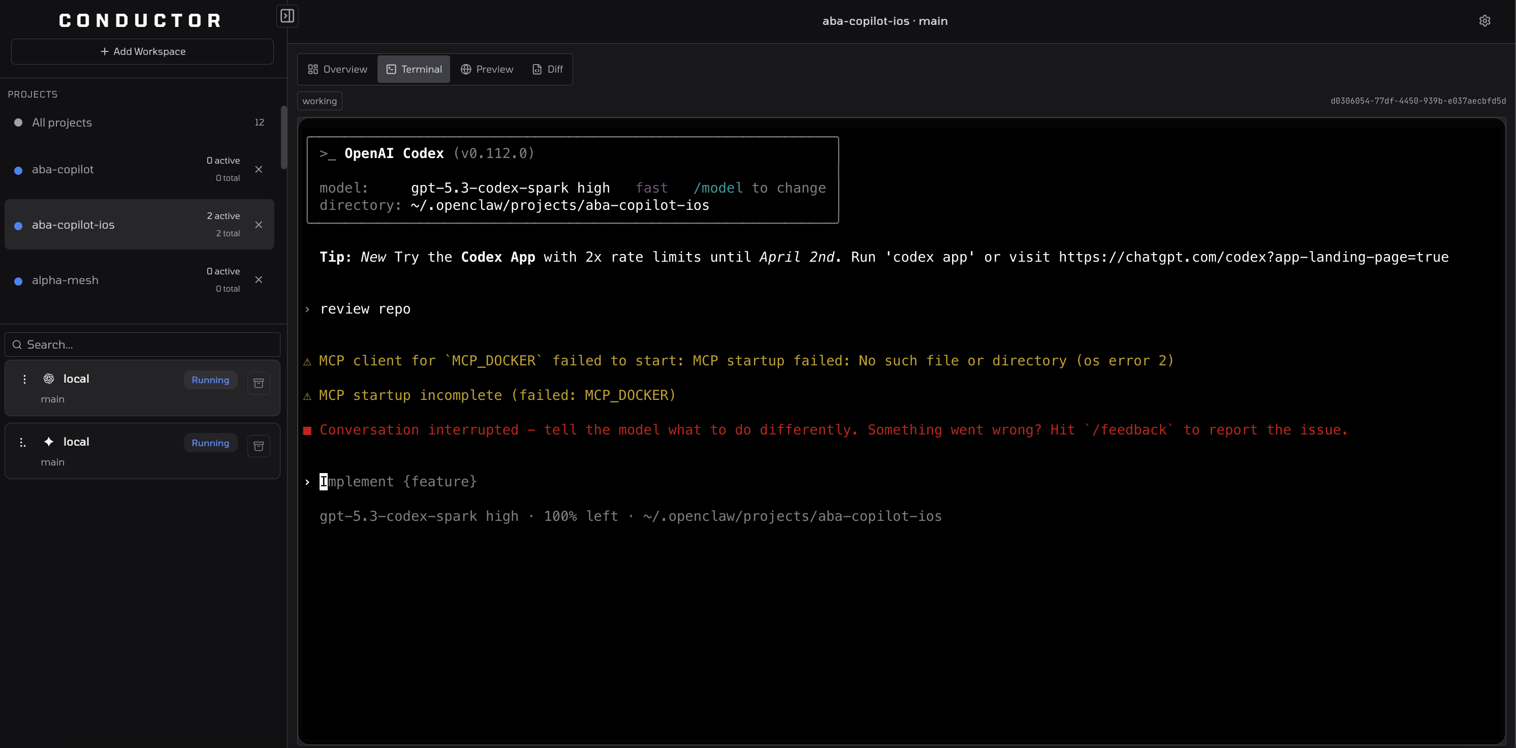 Codex terminal