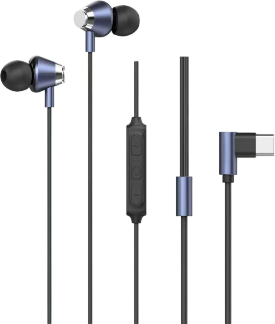 B2B Wired Metal Earphones with 90 Degree Type-C Connector - Wholesale USB Cable from China Factory