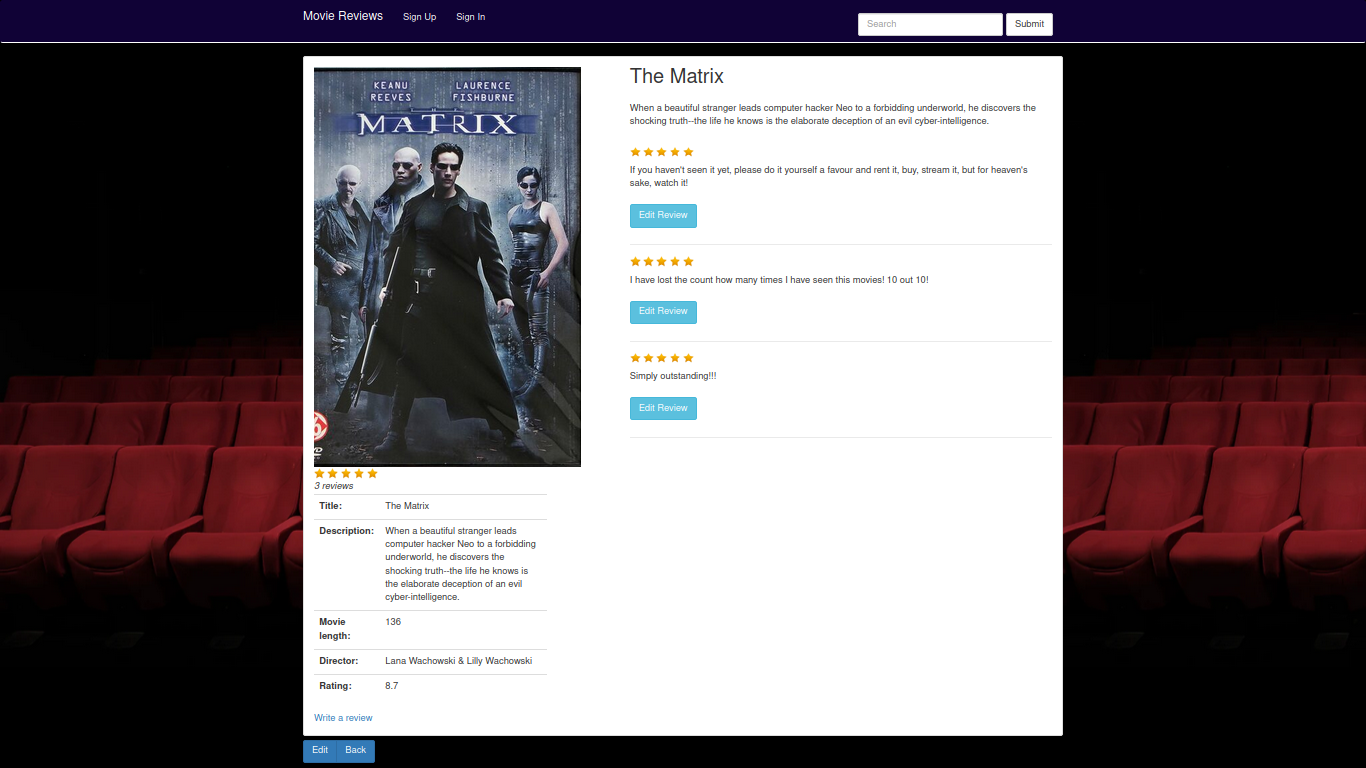 Movie Review Screenshot