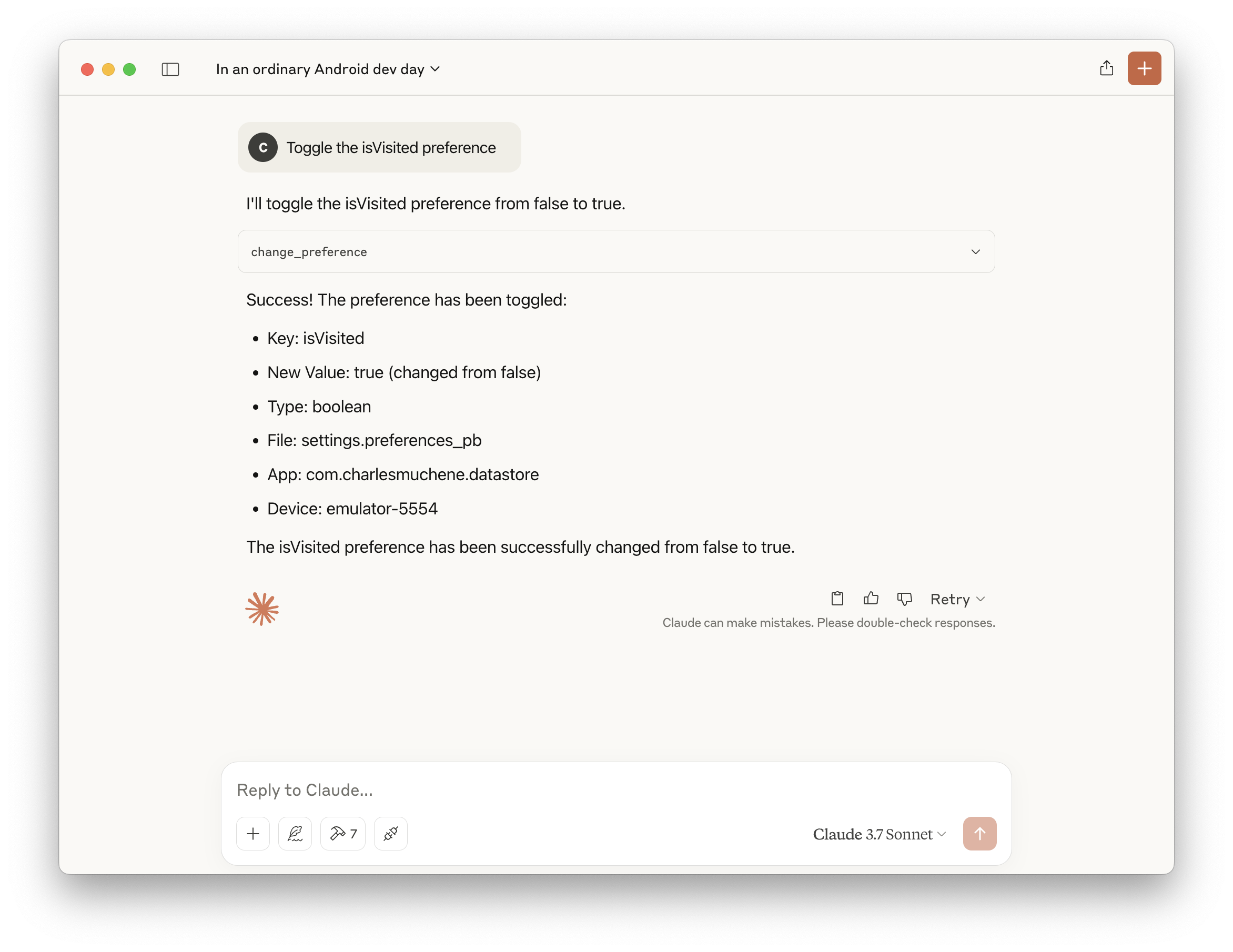 Toggle a user preference