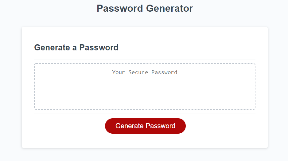 password generator landing page