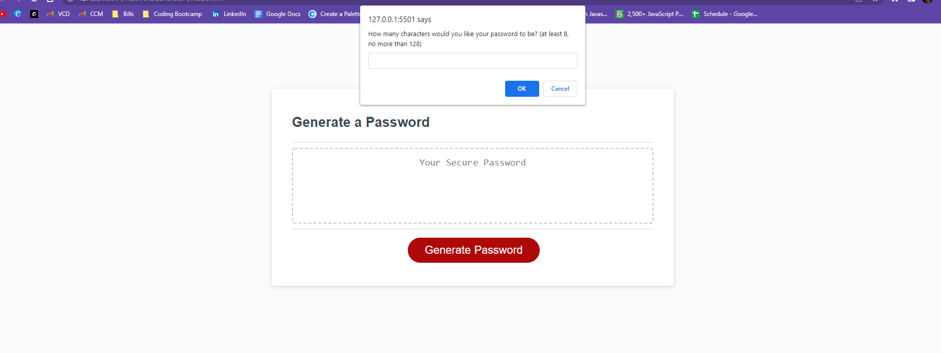 password generator landing page