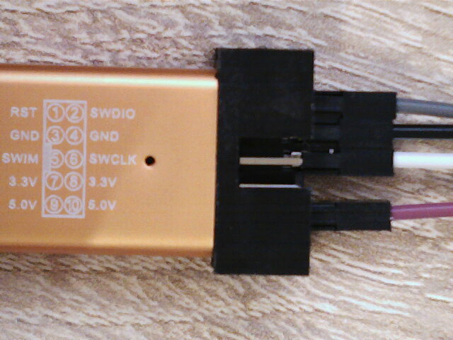 SWD connection on ST-LINK/V2 side