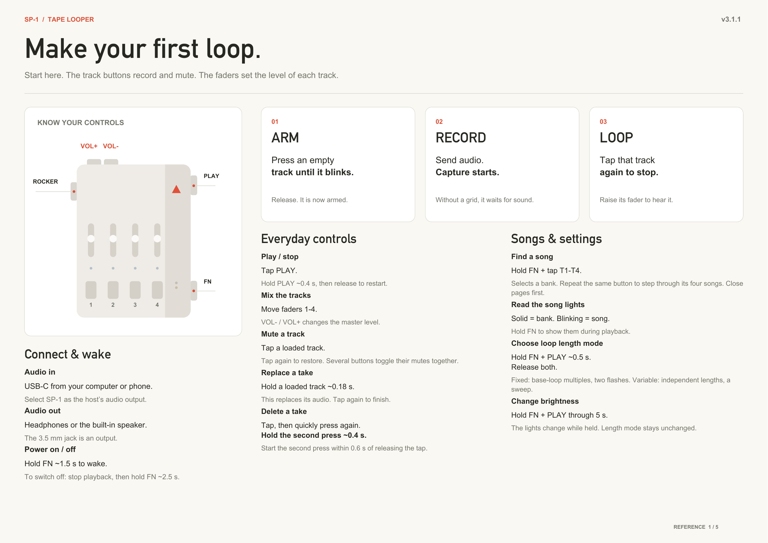 Reference sheet 1 — make your first loop