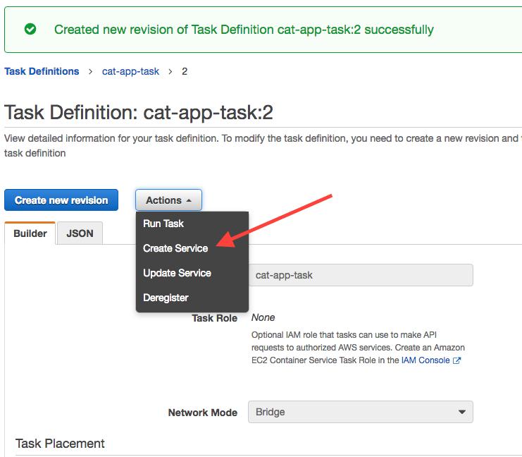 Updating service from task definition