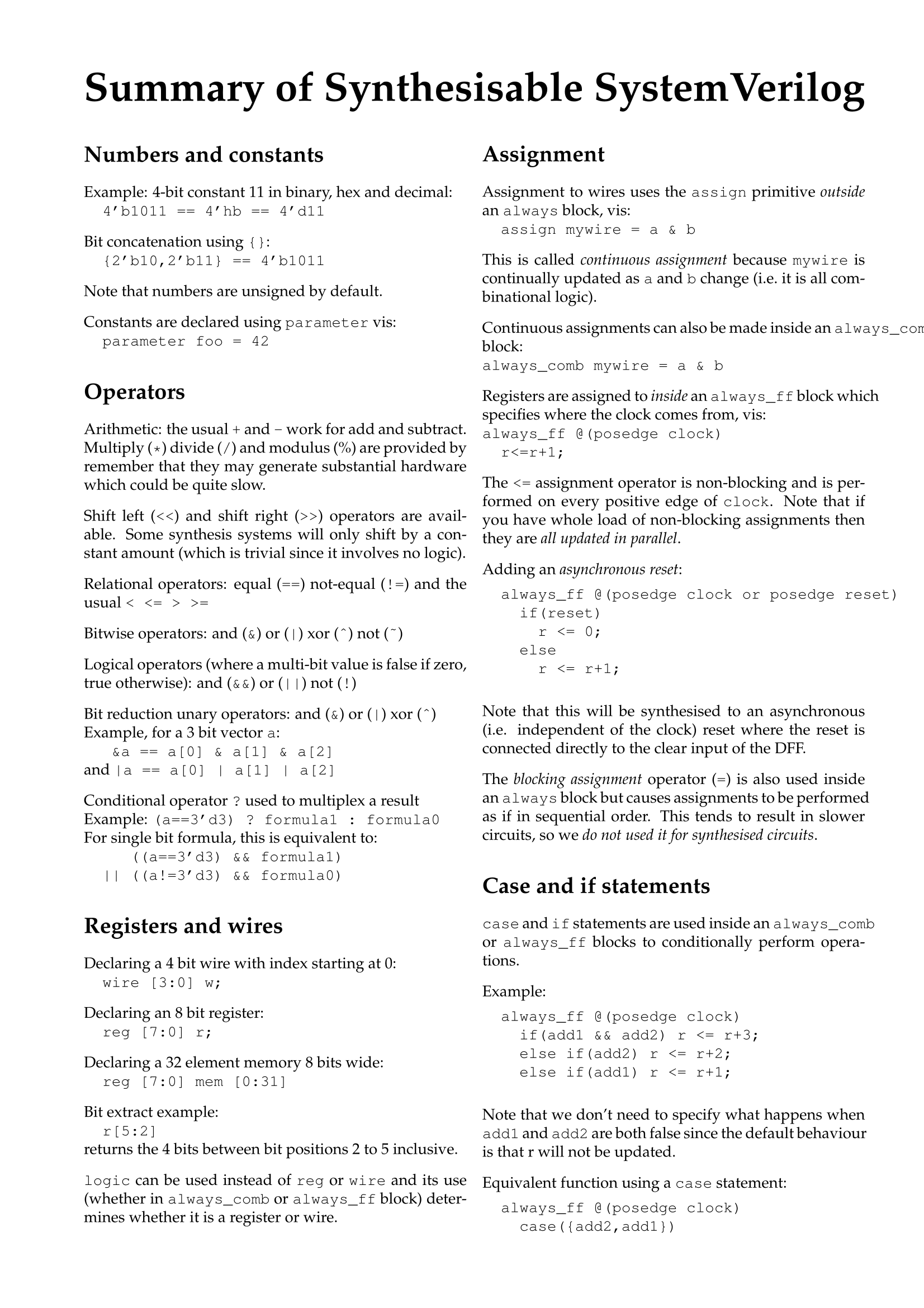 SystemVerilog Cheatsheet