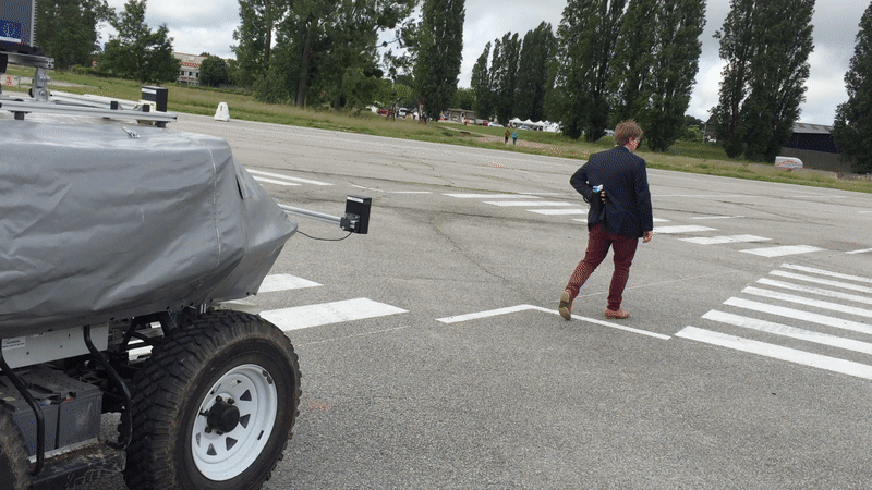 Robot convoys from IRSTEA: the robot learns a trajectory from demonstration in a previously mapped environment. It will be able to reproduce this trajectory based on radar localization. Source: author provided.
