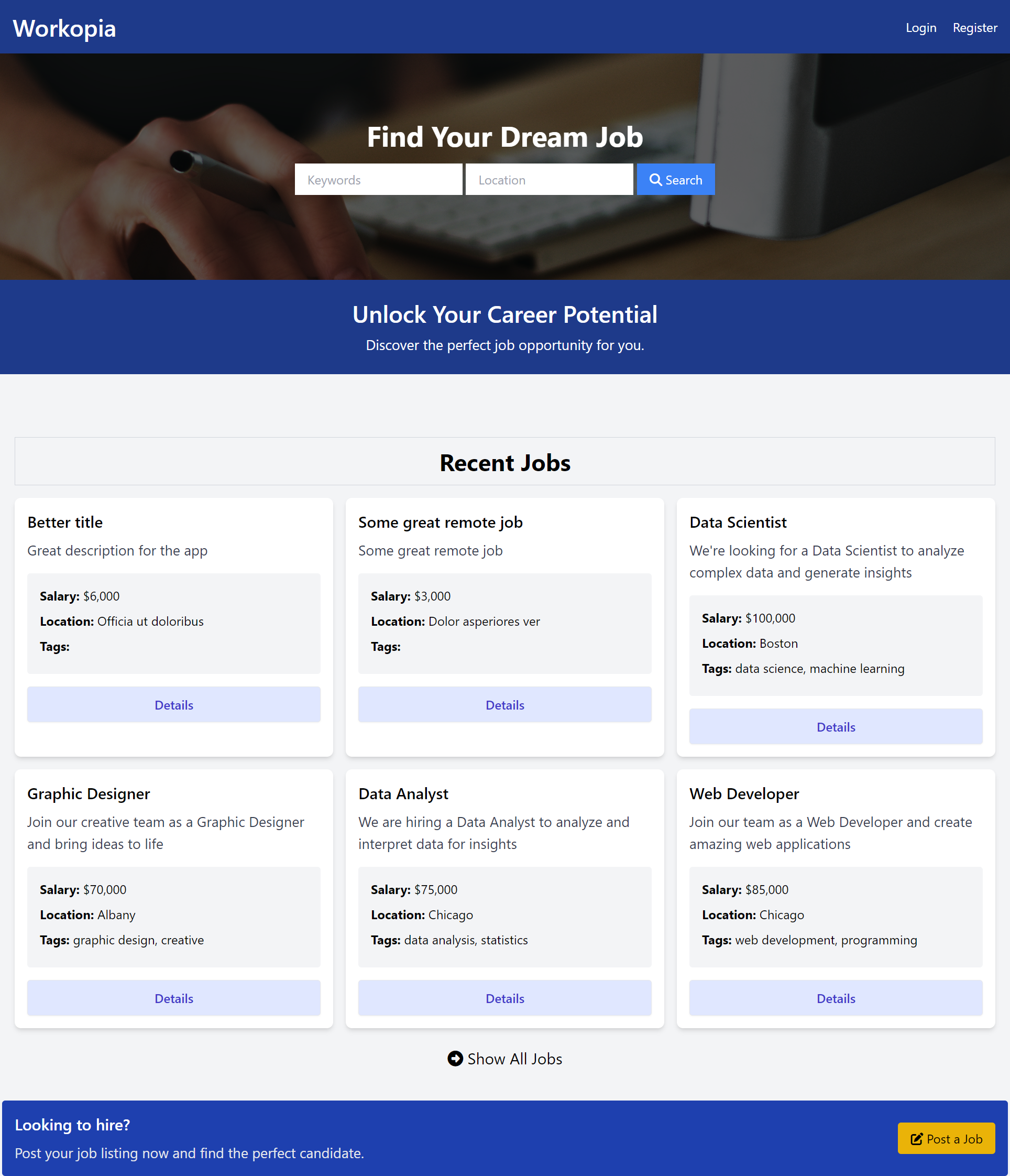 Job Listing Site Screenshot