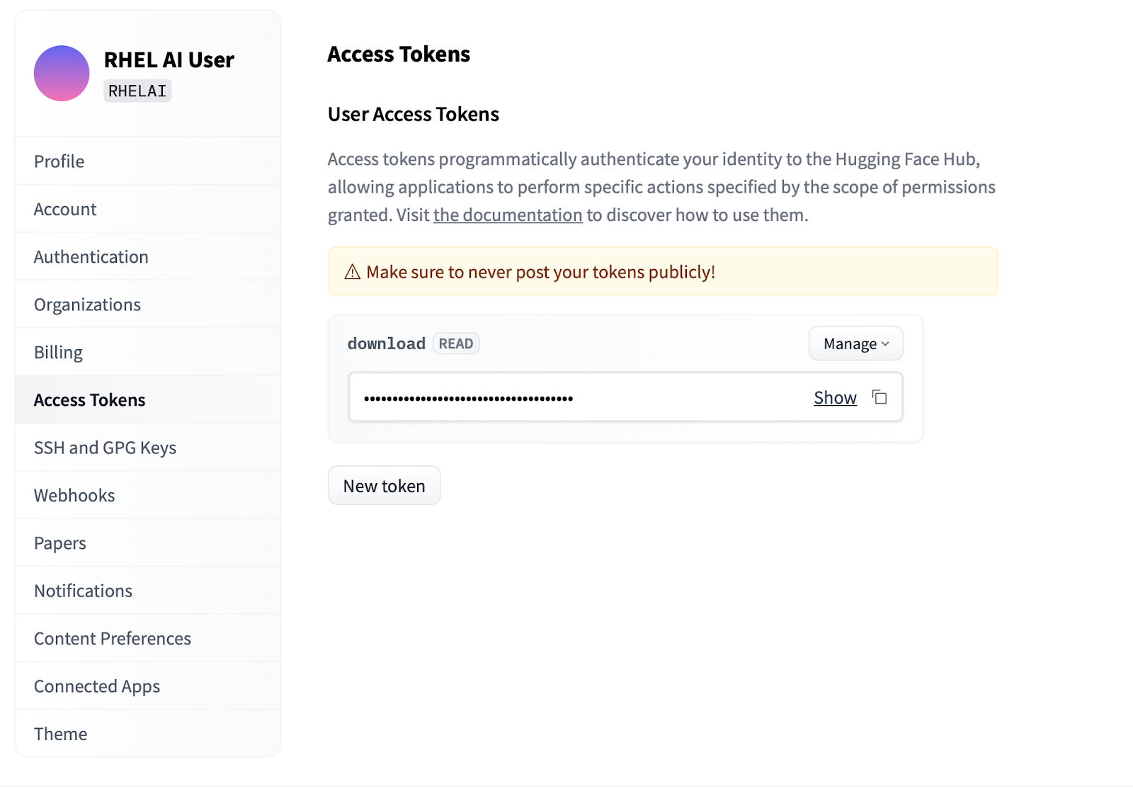 HuggingFace Access Tokens