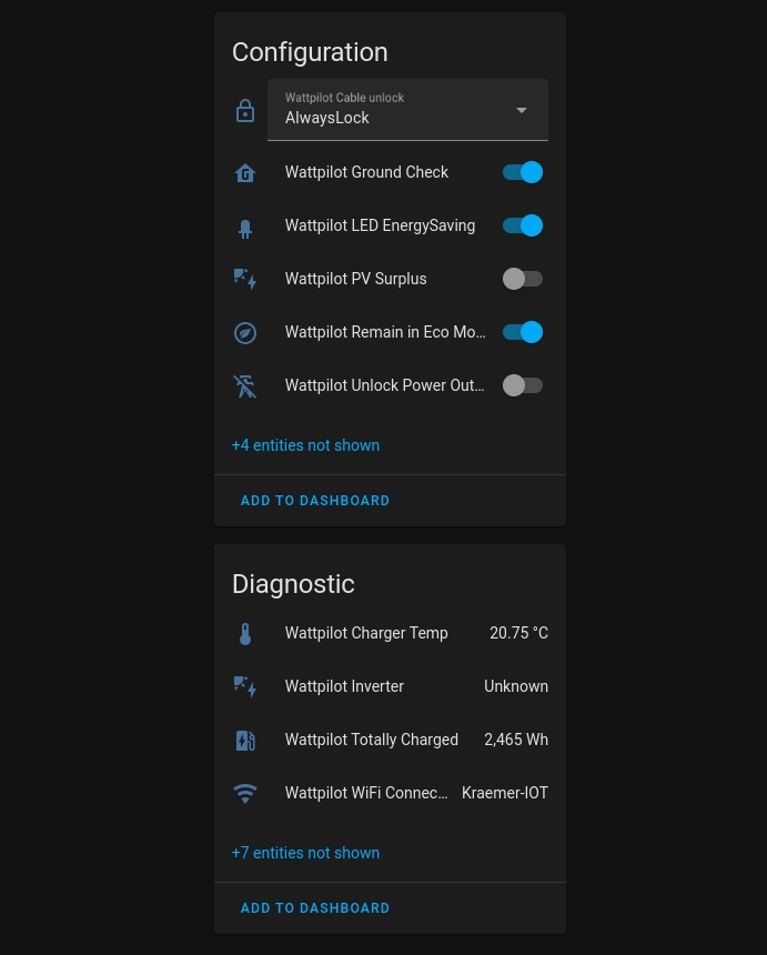 screenshot of Wattpilot Device