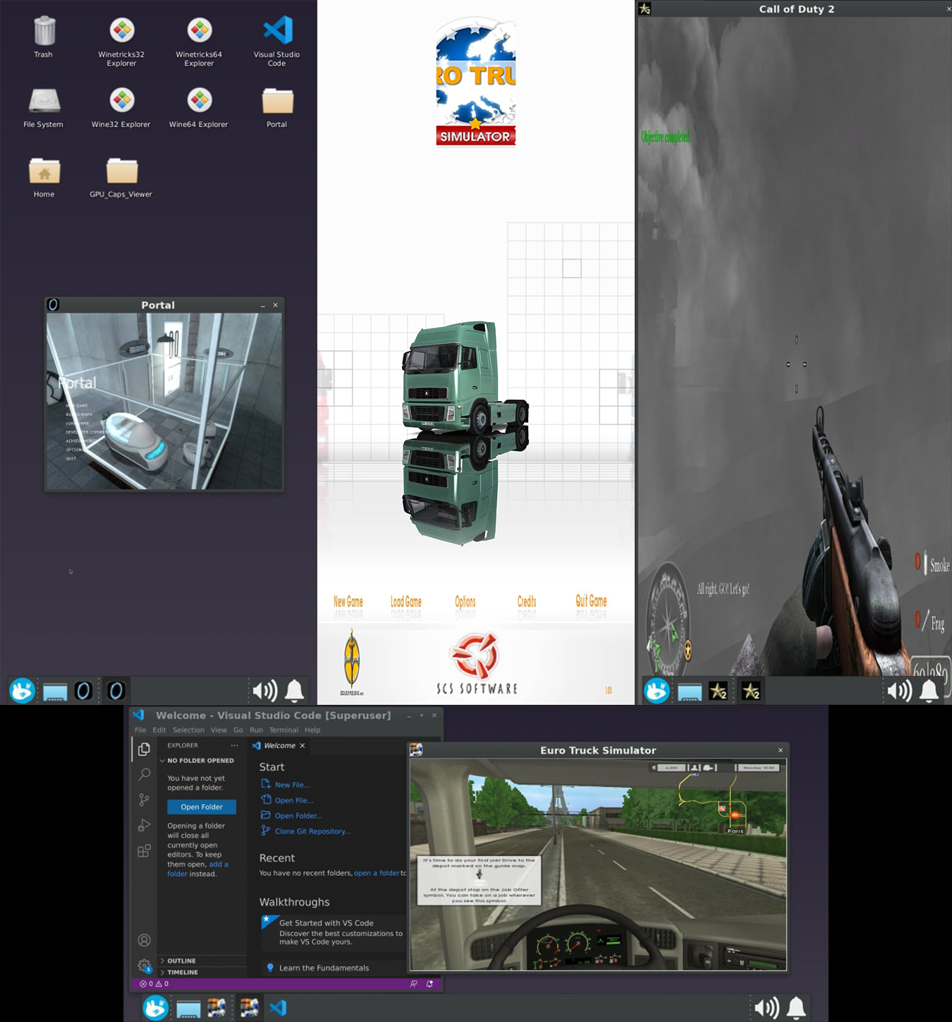 Collage with Call of Duty 2, Euro Truck Simulator, Portal