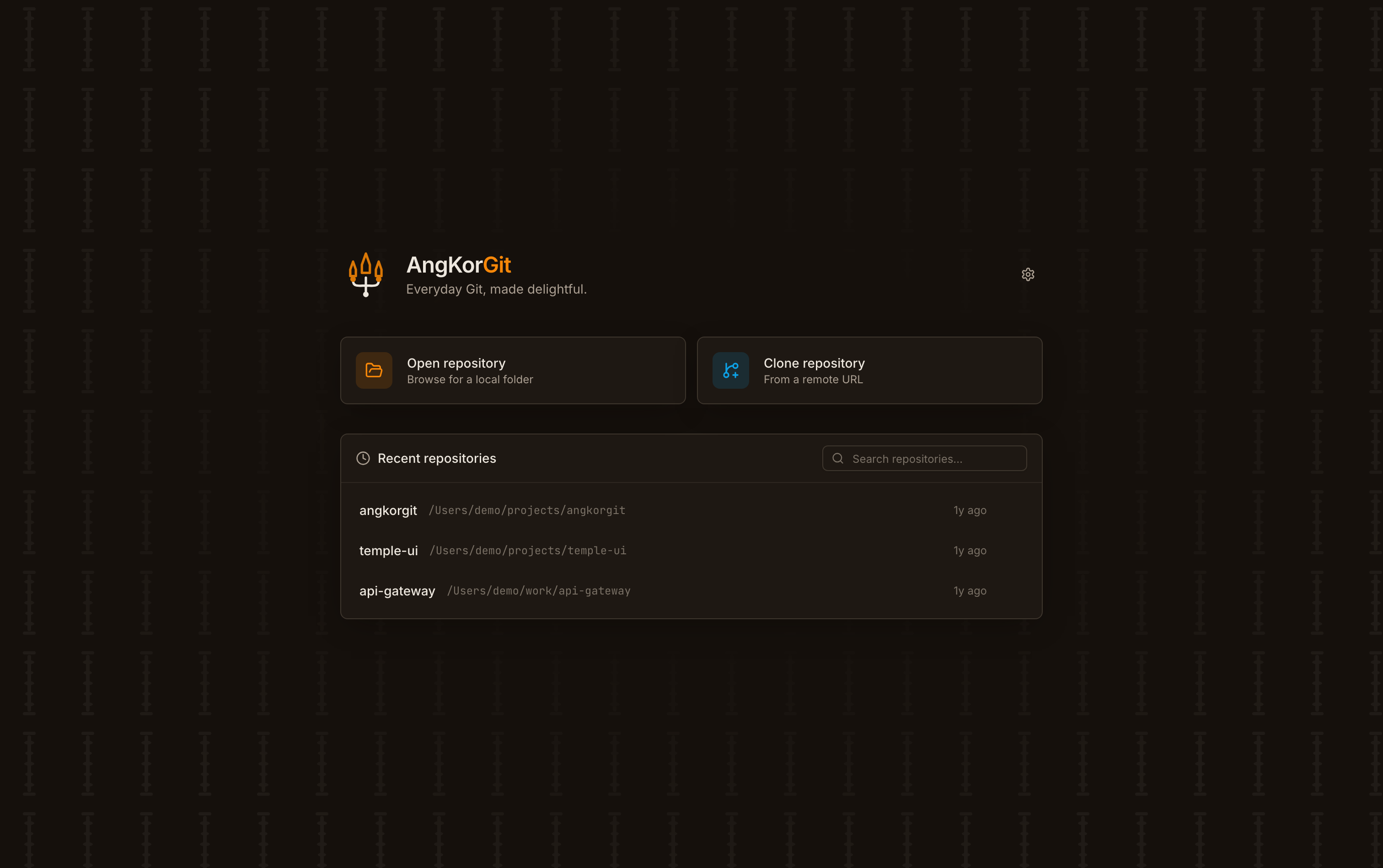 Welcome screen