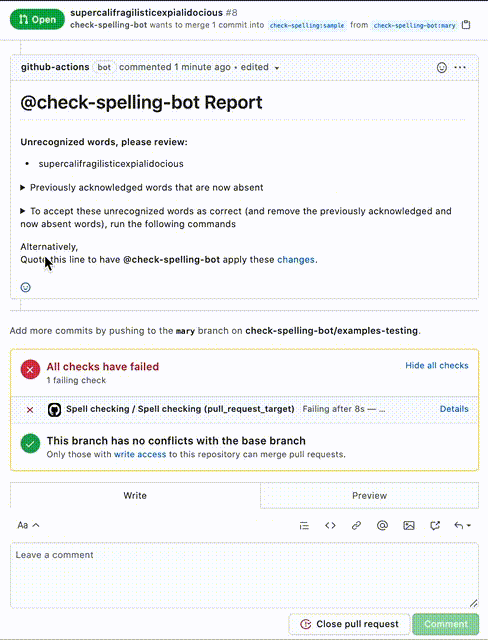 talk to check-spelling-bot