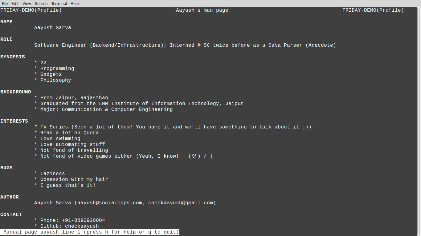 Screenshot of Terminal displaying man page