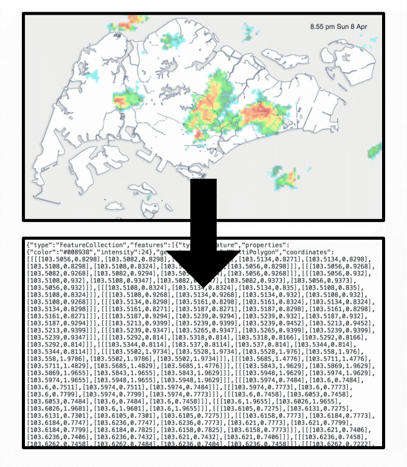 Convert rain area radar image to GeoJSON