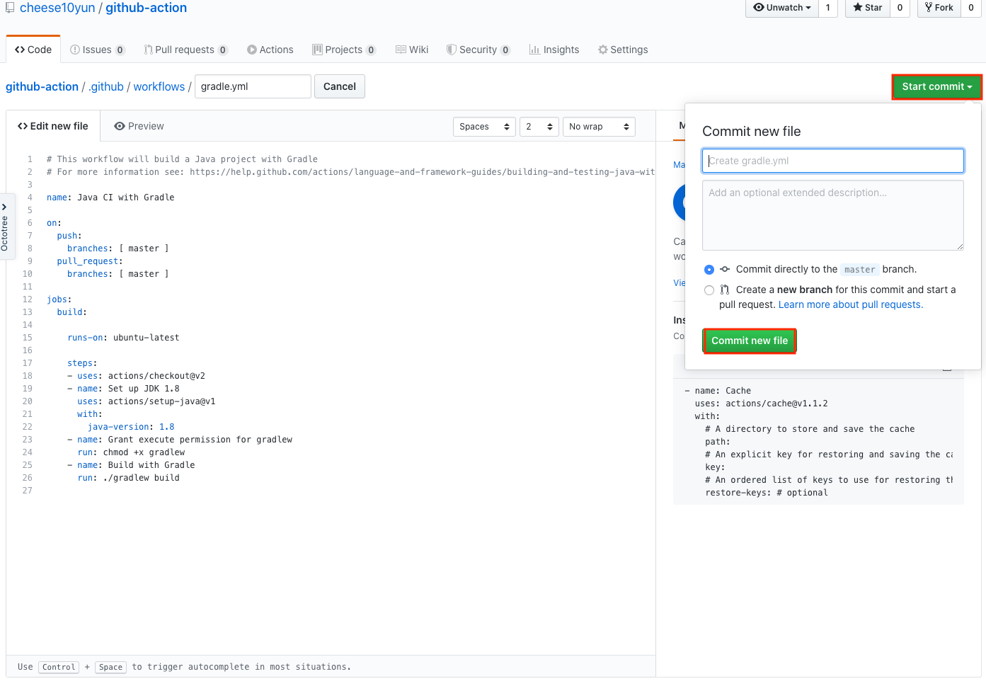 github actions gradle