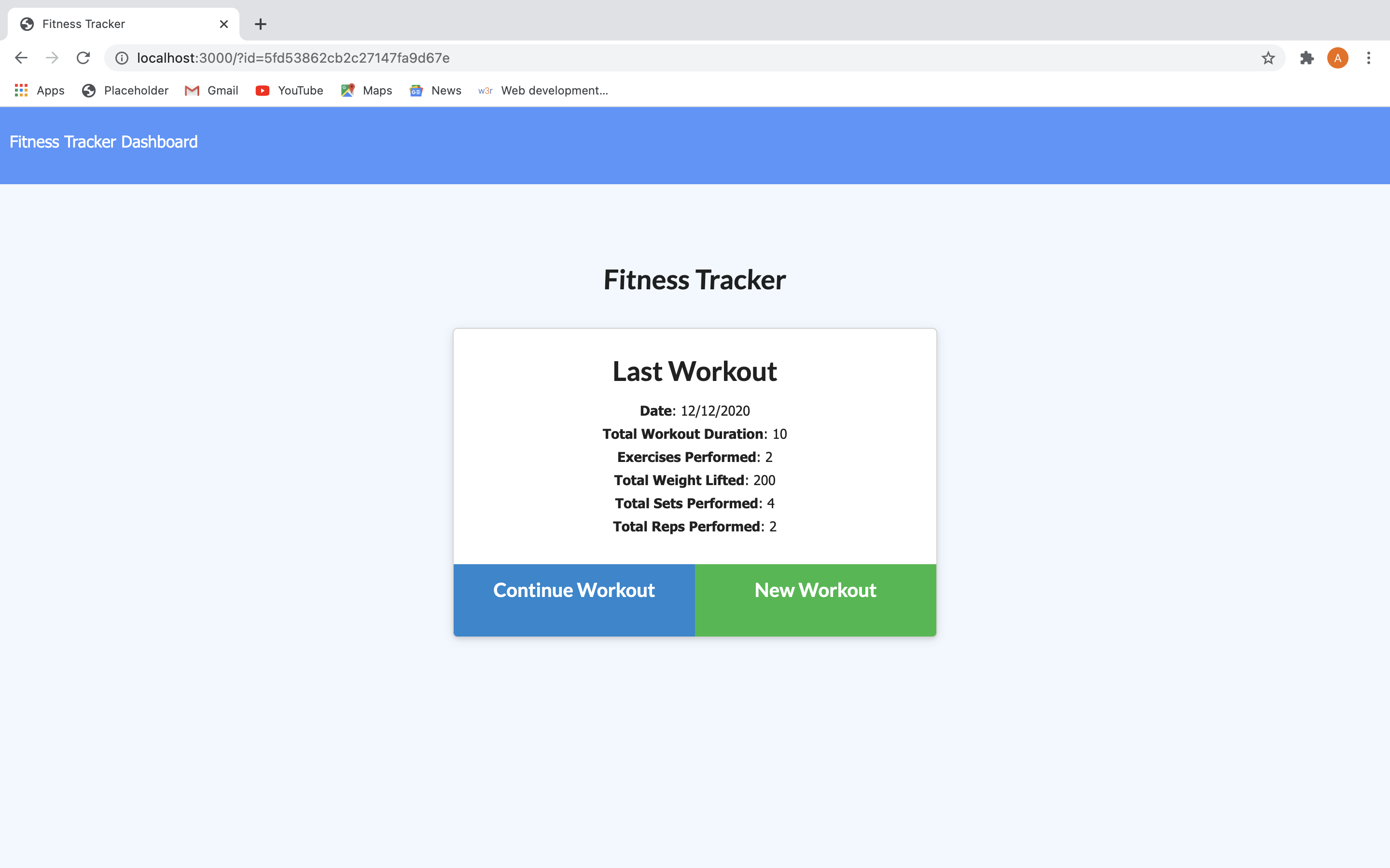 workout totals