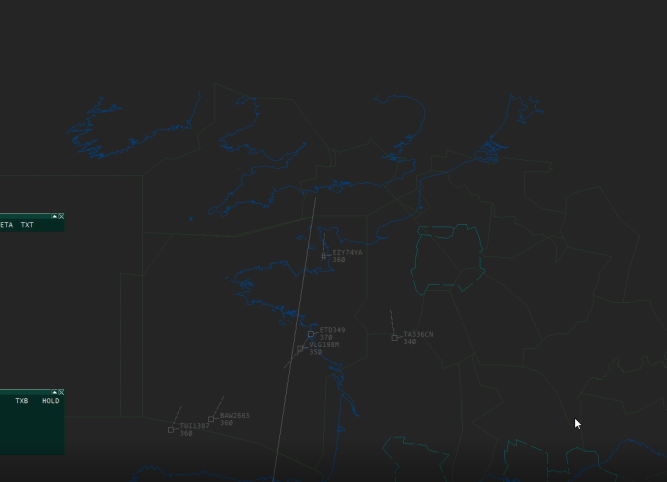 RDF line drawn from the center in the direction of the "talking aircraft"