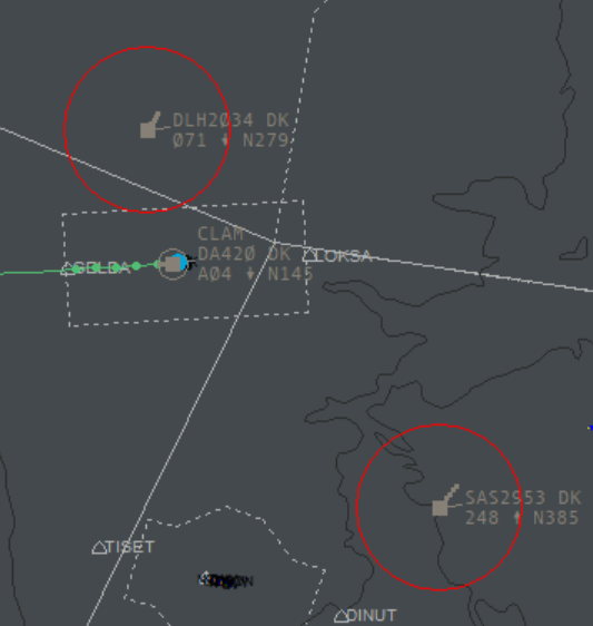 RDF red circles around the "talking aircrafts"