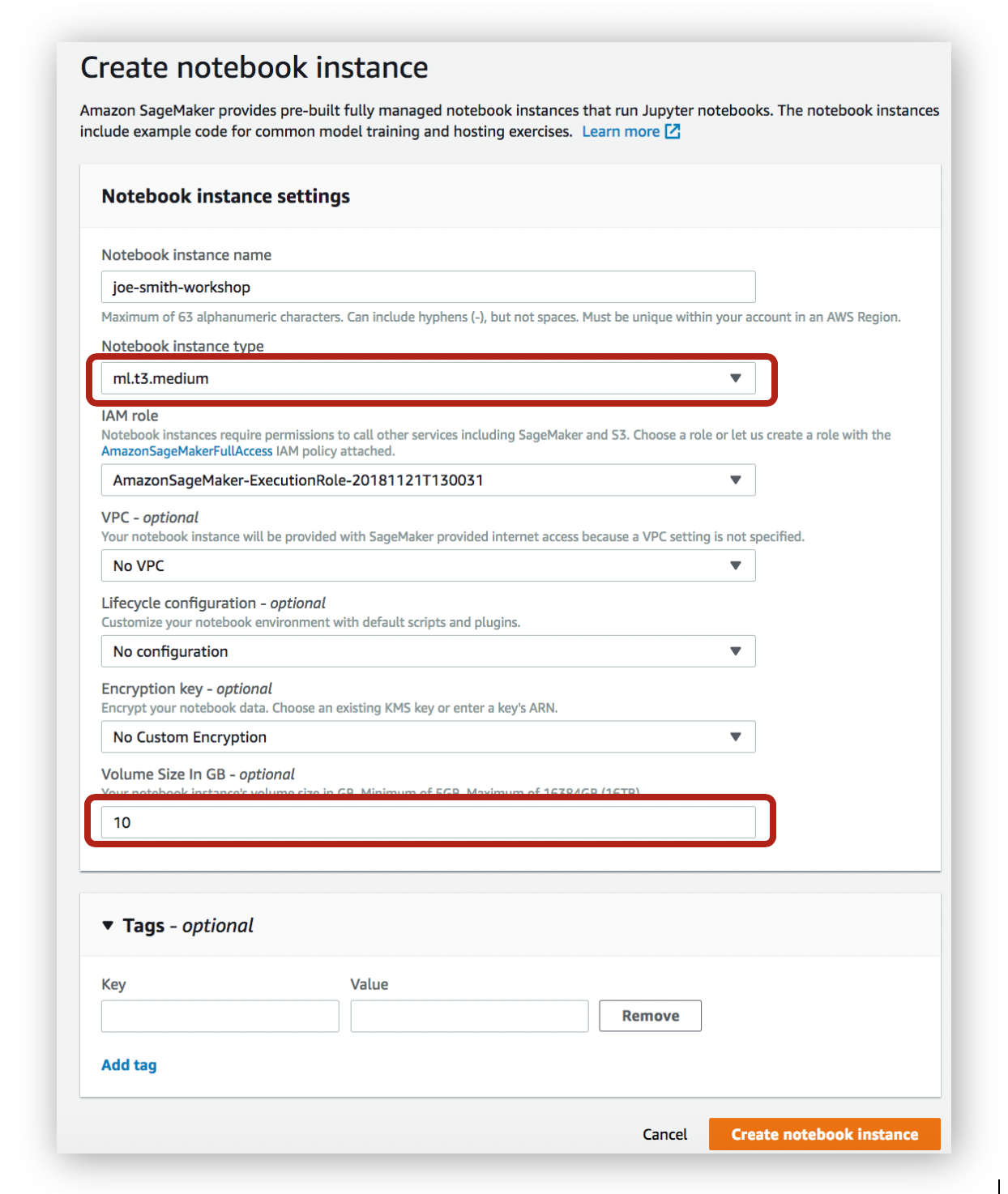 Create Notebook Instance