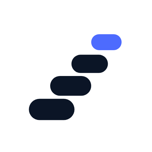 Cairn — four stacked stones rising like a trail marker, the top stone blue