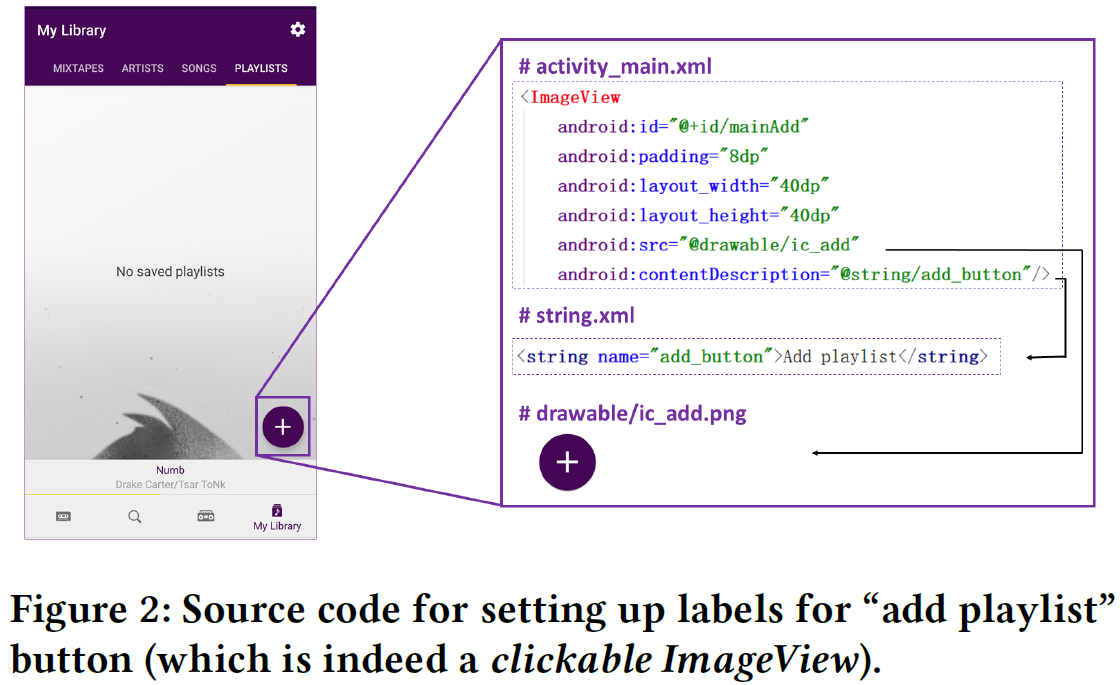 Source code for setting up labels for 'add playlist' button (which is indeed a clickable ImageView)