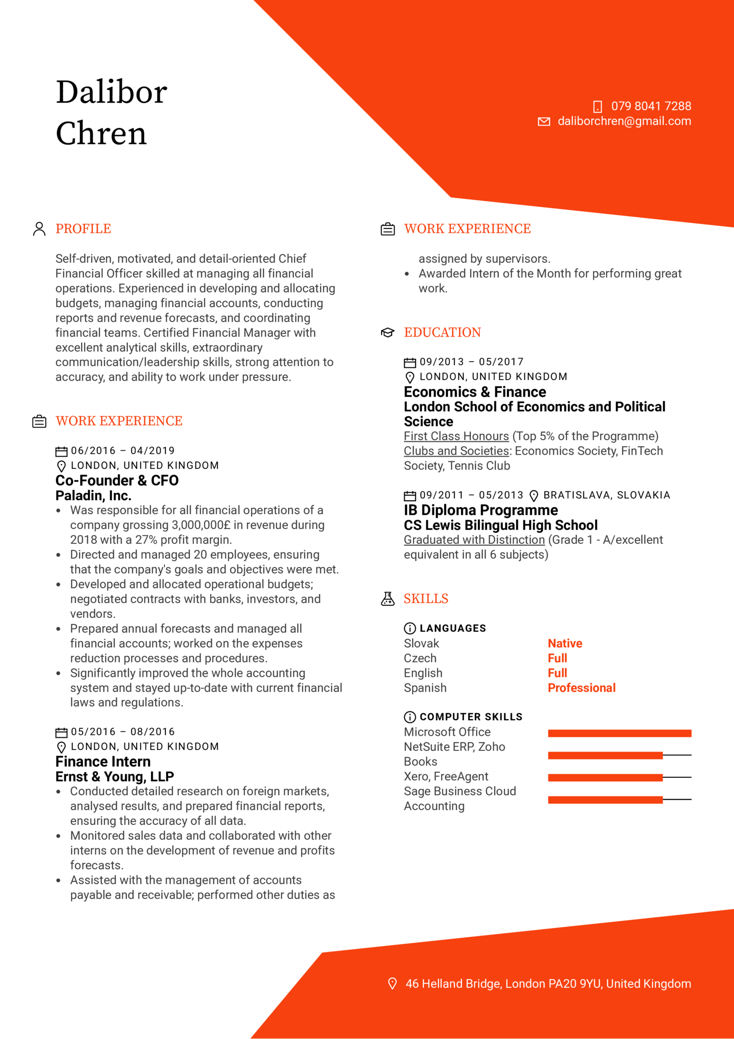 CFO Resume Example