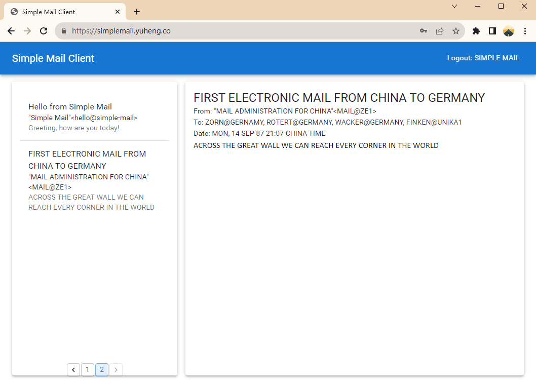Screenshot of Simple Mail