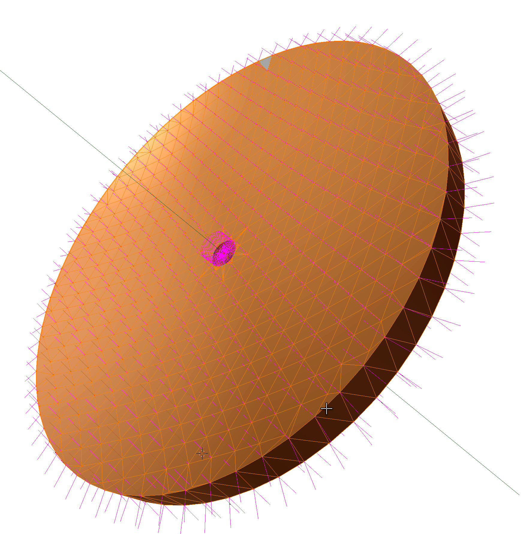 A spherical mirror with surface-normals